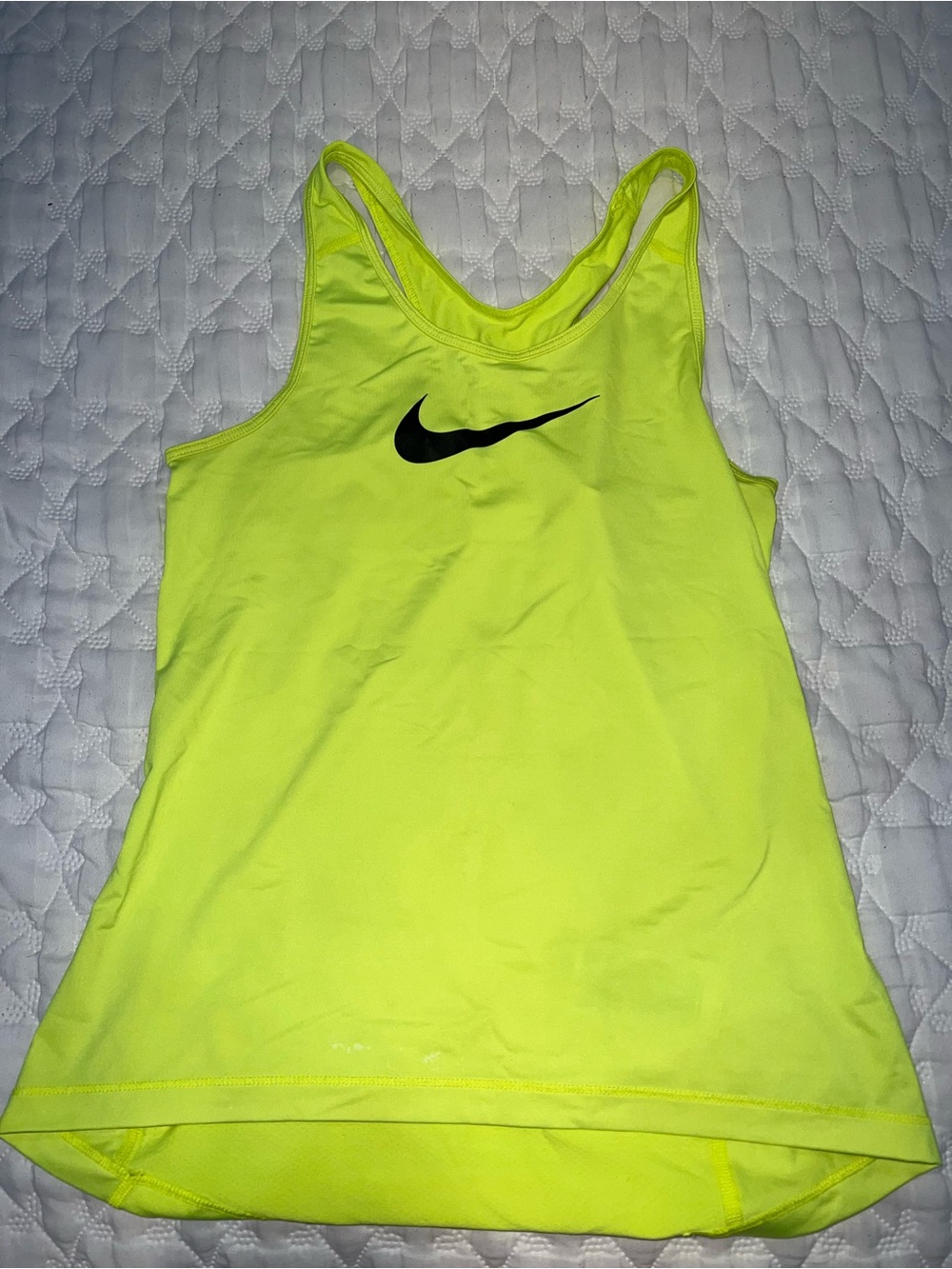 Nike Women’s Neon Yellow Racerback Tank with Black Swoosh